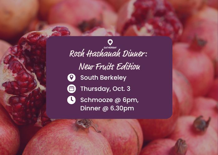 Photo of pomegranates with text about RH Dinner